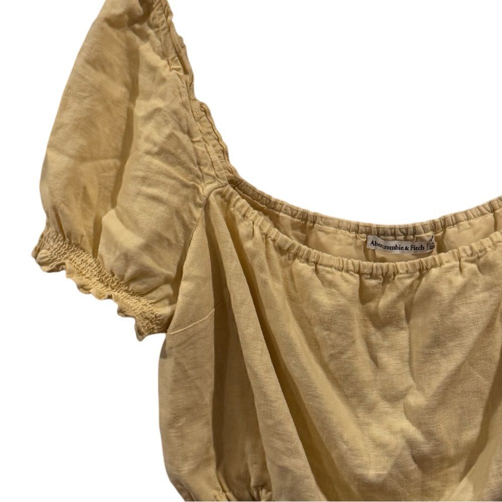 Abercrombie and Fitch Yellow Linen Blend Crop Size XL - Picture 3 of 8